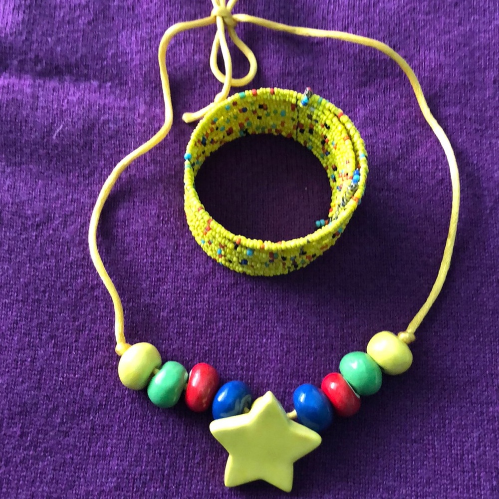 Colorful necklace and bracelet